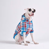 Blue and Red Plaid Dog Hoodie (SIZE S)