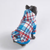 Blue and Red Plaid Dog Hoodie (SIZE S)