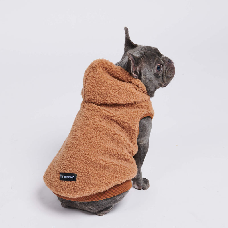 Teddy Sherpa Fleece Dog Jacket - Brown