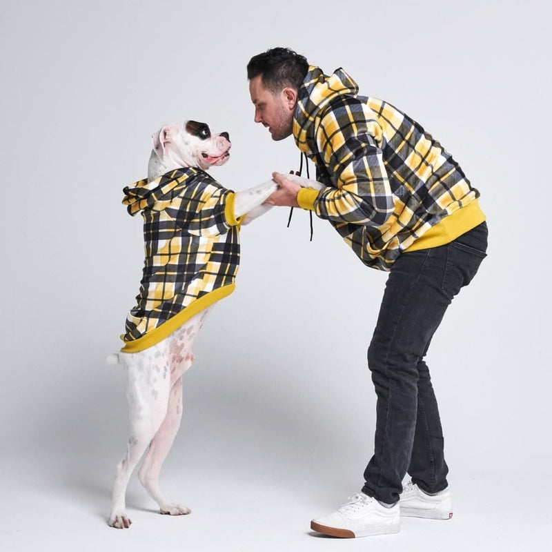 Yellow Plaid Human Hoodie – SPARK PAWS