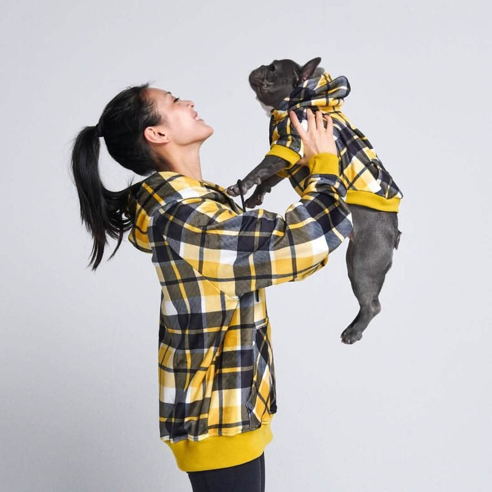 Yellow Plaid Human Hoodie – SPARK PAWS