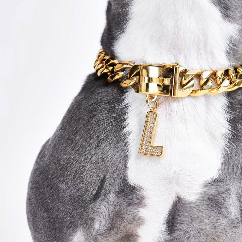 Gold Initial Letter Jewelry Tag for Dogs L – SPARK PAWS