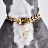 Gold initial letter pendant jewelry tag for dogs, pet ID tag for small and big dogs, bling for dogs, charms for dogs