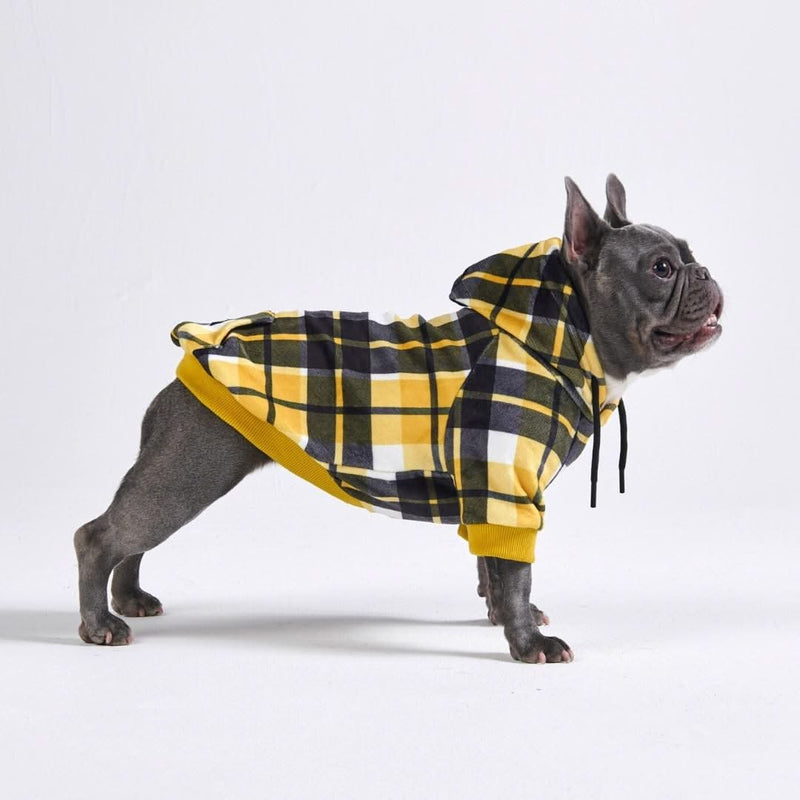 Yellow Plaid Dog Hoodie