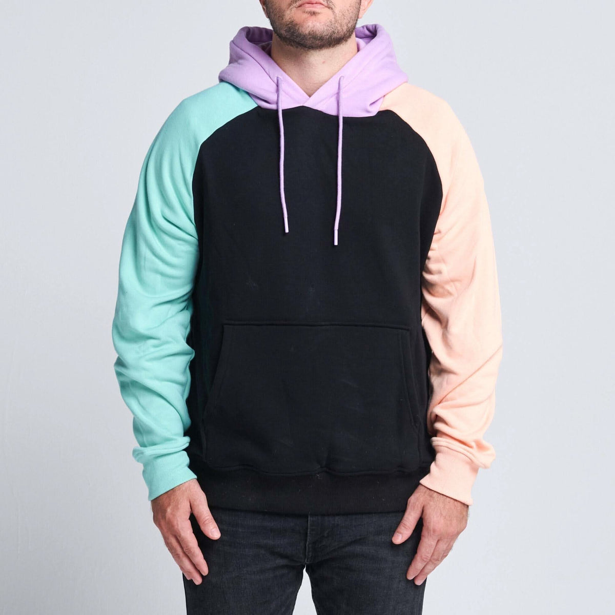 Purple Teal Mango Black Color-block Human Hoodie (Dog Matching