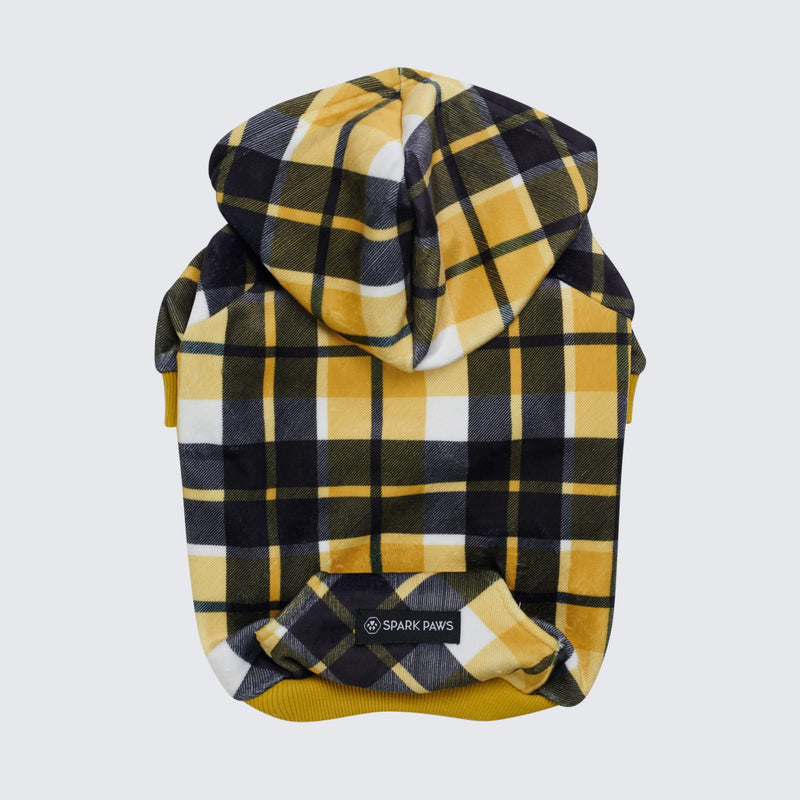 Yellow Plaid Dog Hoodie