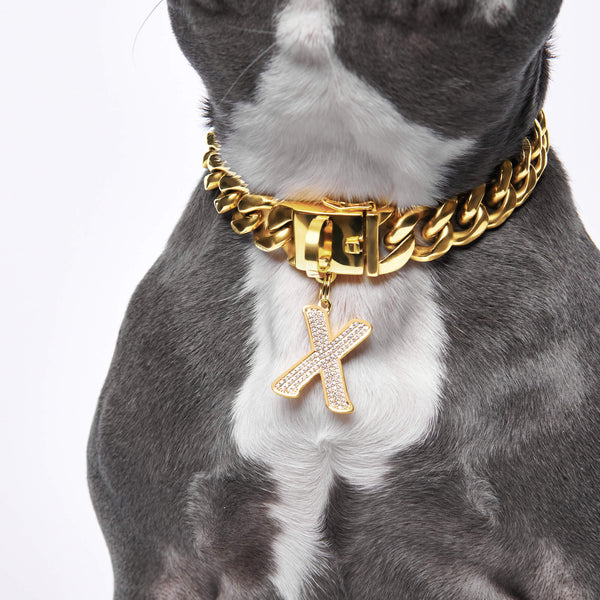 Emily Pets Gold Plated Slip On Dog Chain Collar Necklace (79cm Length,18mm  Width)