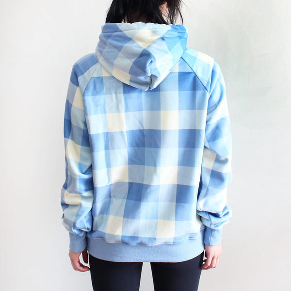Velvet Human Hoodie - Blue Checkered