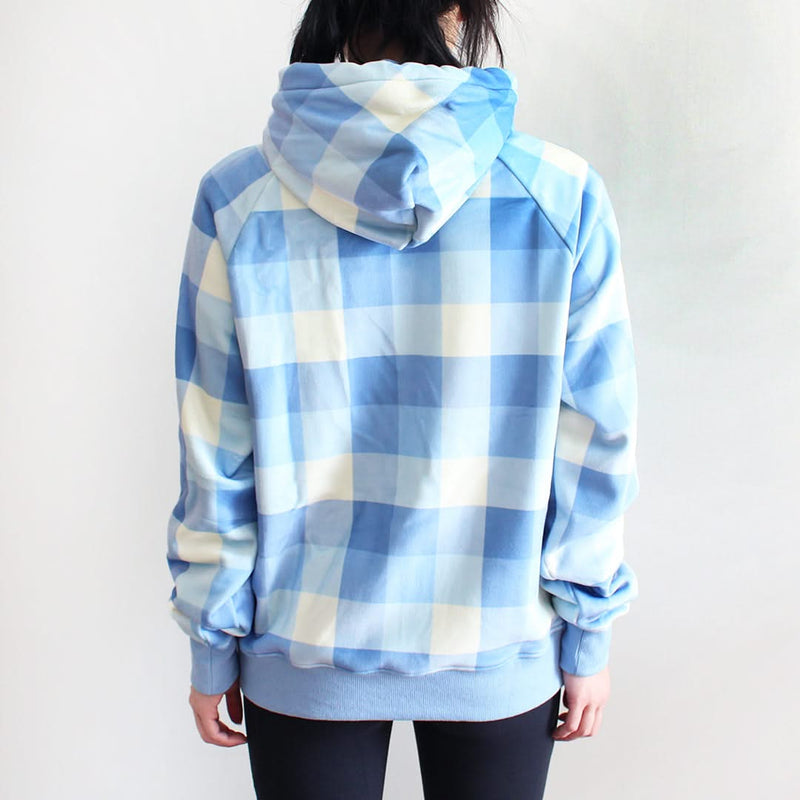 Velvet Human Hoodie - Blue Checkered