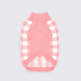 Pink Checkered Knit Dog Sweater
