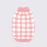 Pink Checkered Knit Dog Sweater