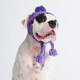 Knit Pom Pom Dog Beanie Hat - Purple & Lavender