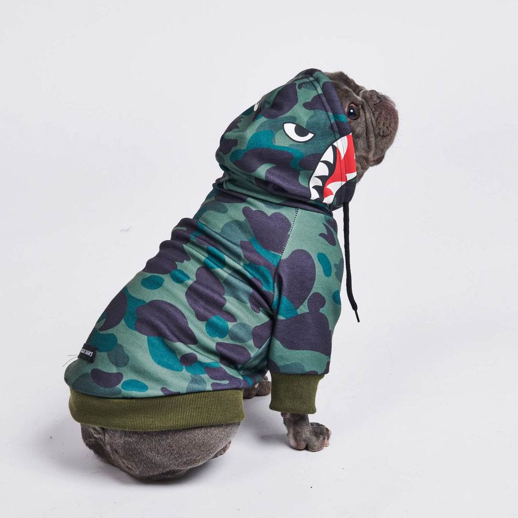 Shark Dog Hoodie - Green Camo – SPARK PAWS